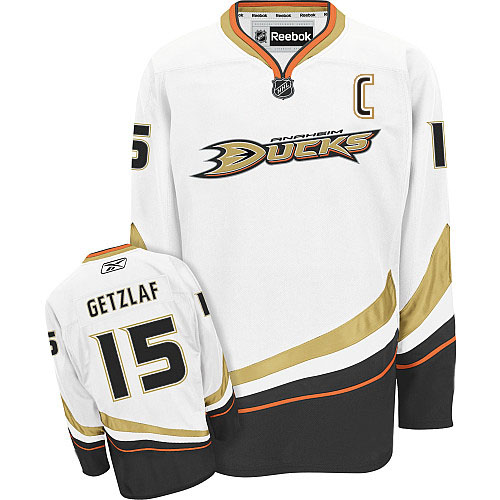 Anaheim Ducks 15 Ryan Getzlaf White Authentic NHL Hockey Jersey Size Medium